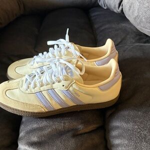 Adidas Samba Cream and Purple Sneakers